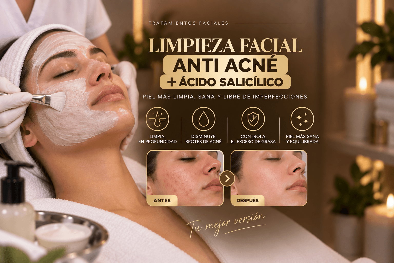 Limpieza Facial Anti Acné + Ácido Salicílico